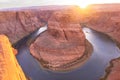 Horseshoe Bend on the Colorado River near Page, beautiful sunset, Arizona, USA Royalty Free Stock Photo