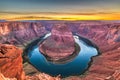 Horseshoe Bend on the Colorado River at sunset Royalty Free Stock Photo