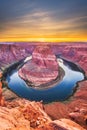 Horseshoe Bend on the Colorado River at sunset Royalty Free Stock Photo