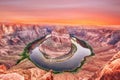 Horseshoe Bend on Colorado river at sunset Royalty Free Stock Photo