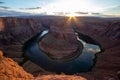 Horseshoe Bend is a horseshoe-shaped incised meander of the Colorado River located near the town of Page, Arizona, United States. Royalty Free Stock Photo