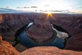 Horseshoe Bend is a horseshoe-shaped incised meander of the Colorado River located near the town of Page, Arizona, United States. Royalty Free Stock Photo