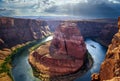 Horseshoe Bend meander of Colorado River in Glen Canyon. Arizona USA Royalty Free Stock Photo