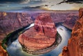 Horseshoe Bend meander of Colorado River in Glen Canyon. Arizona USA Royalty Free Stock Photo