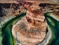 Horseshoe Bend in Page, Arizona. Amazing aerial view