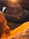 Horseshoe Bend, Page, Arizona. Horse Shoe Bend on Colorado River, Grand Canyon. Red rock canyon desert. Royalty Free Stock Photo