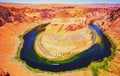 Horseshoe Bend, Page, Arizona. Horse Shoe Bend on Colorado River, Grand Canyon. Red rock canyon road panoramic view. Royalty Free Stock Photo