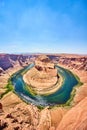 Horseshoe Bend Panoramic View, Arizona - Aerial Perspective Royalty Free Stock Photo