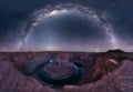 Horseshoe Bend panoramic view with fineart milky way Royalty Free Stock Photo