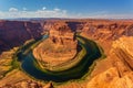 Horseshoe Bend in summer sunny day, formation in Colorado River. Royalty Free Stock Photo