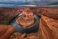 Horseshoe Bend at sunset, meander of Colorado River in Page, Arizona Royalty Free Stock Photo