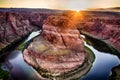 Horseshoe bend sunset Royalty Free Stock Photo