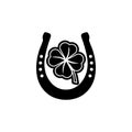 Horseshoe and clover icon isolated on white background Royalty Free Stock Photo