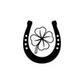 Horseshoe and clover icon isolated on white background Royalty Free Stock Photo