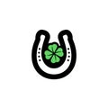 Horseshoe and clover logo isolated on white background Royalty Free Stock Photo
