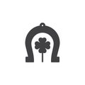 Horseshoe and clover vector icon Royalty Free Stock Photo