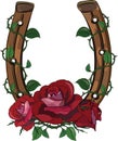 Horseshoe entwined with roses