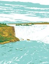 Horseshoe Falls in Niagara Falls Ontario Canada WPA Poster Art