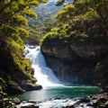 Horseshoe Falls in Tasmania\'s Mt Field National Park made with Generative AI