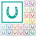 Horseshoe flat color icons with quadrant frames