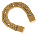 Horseshoe from gold, copper, bronze or brass. 3D rendering