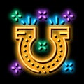 Horseshoe for Good Luck neon glow icon illustration