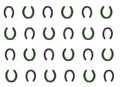 Horseshoe horse dark green and brown top and down symbol of good luck on isolated background