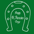 Horseshoe and lettering Happy Saint Patricks Day icon, template card, poster, sticker. sketch hand drawn doodle style. vector