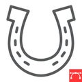 Horseshoe line icon, lucky and talisman, horse shoe vector icon, vector graphics, editable stroke outline sign, eps 10.