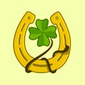 Horseshoe logo with clover. Vector illustration design Royalty Free Stock Photo