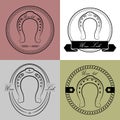 Horseshoe logos in different styles. With the inscription- your luck.