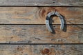 Horseshoe on nail on door Royalty Free Stock Photo