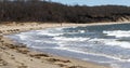 Horseshoe shaped beach at Sunken Meadow State Park Royalty Free Stock Photo