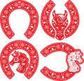 Horseshoe symbol designs set