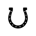 Horseshoe vector icon silhouette lucky design. Horse shoe western design symbol farm isolated logo.