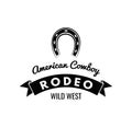 Horseshoe. Wild West Label. Rodeo Competition Badge. Western Illustration