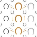 Horseshoes and nails - a seamless vector background equestrian theme