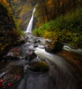 Horsetail Falls with autumn foliage