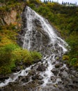 Horsetail Falls near Richardson Highway near Valdez, Alaska ,USA. Royalty Free Stock Photo
