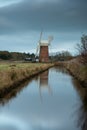 Horsey Wind Pump Reflecting Royalty Free Stock Photo