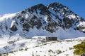 Horsky hotel Sliezsky dom in winter mountain scenery in the Tatra Mountains. Slovakia