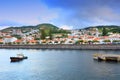 Waterfront view of the city of Horta, Faial Island, Azores. Royalty Free Stock Photo