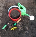 Horticulture accessories on the gardenbed