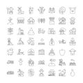 Horticulture and agriculture linear icons, signs, symbols vector line illustration set Royalty Free Stock Photo