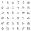 Horticulture and gardening line icons set