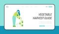 Horticulture and Olericulture Hobby Landing Page Template. Girl Gardening in Greenhouse or Garden Harvesting Bell Pepper Royalty Free Stock Photo