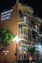 Horton Grand Hotel at historic Gaslamp Quarter San Diego by night - CALIFORNIA, USA - MARCH 18, 2019 Royalty Free Stock Photo