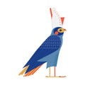 Horus Ancient Egyptian Falcon God Cartoon Illustration