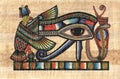 Horus ancient eye on papyrus paper