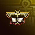 Horus mascot logo design vector with modern illustration concept style for badge, emblem and tshirt printing. horus wings